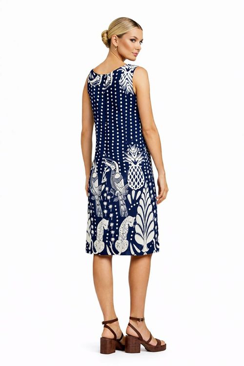 VESTIDO LONGUETE TUBINHO TEC.PLANO VISC BARRADA EST.POA TROPICAL DEC.CANOA SMG ZIPER COSTAS -2-